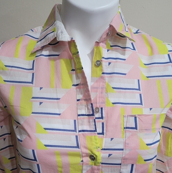 J Crew Bright Pastel Button Down Shirt  Women's Sz XXS- NWT - Picture 5 of 10
